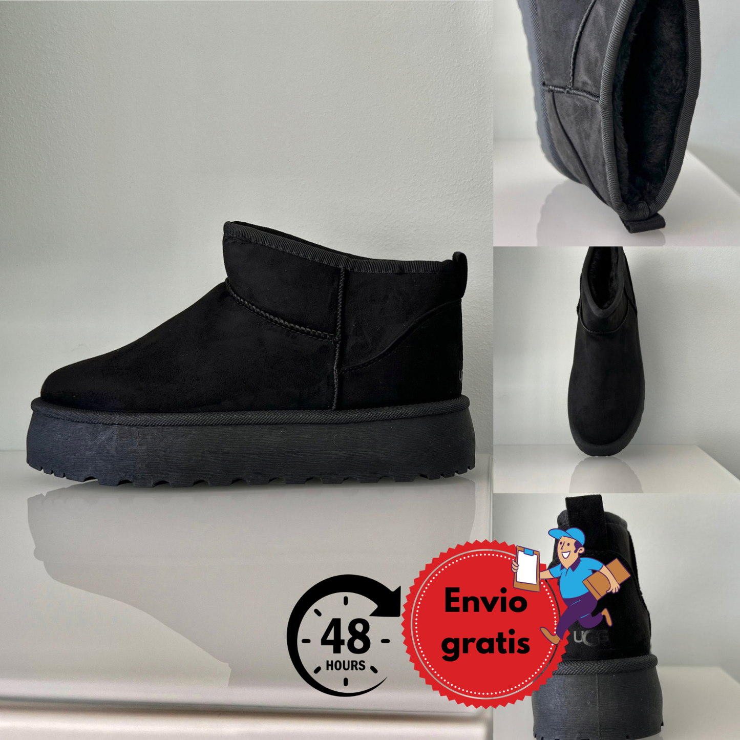 Botitas marca Negras calidad premium con pelo interior para el frío
